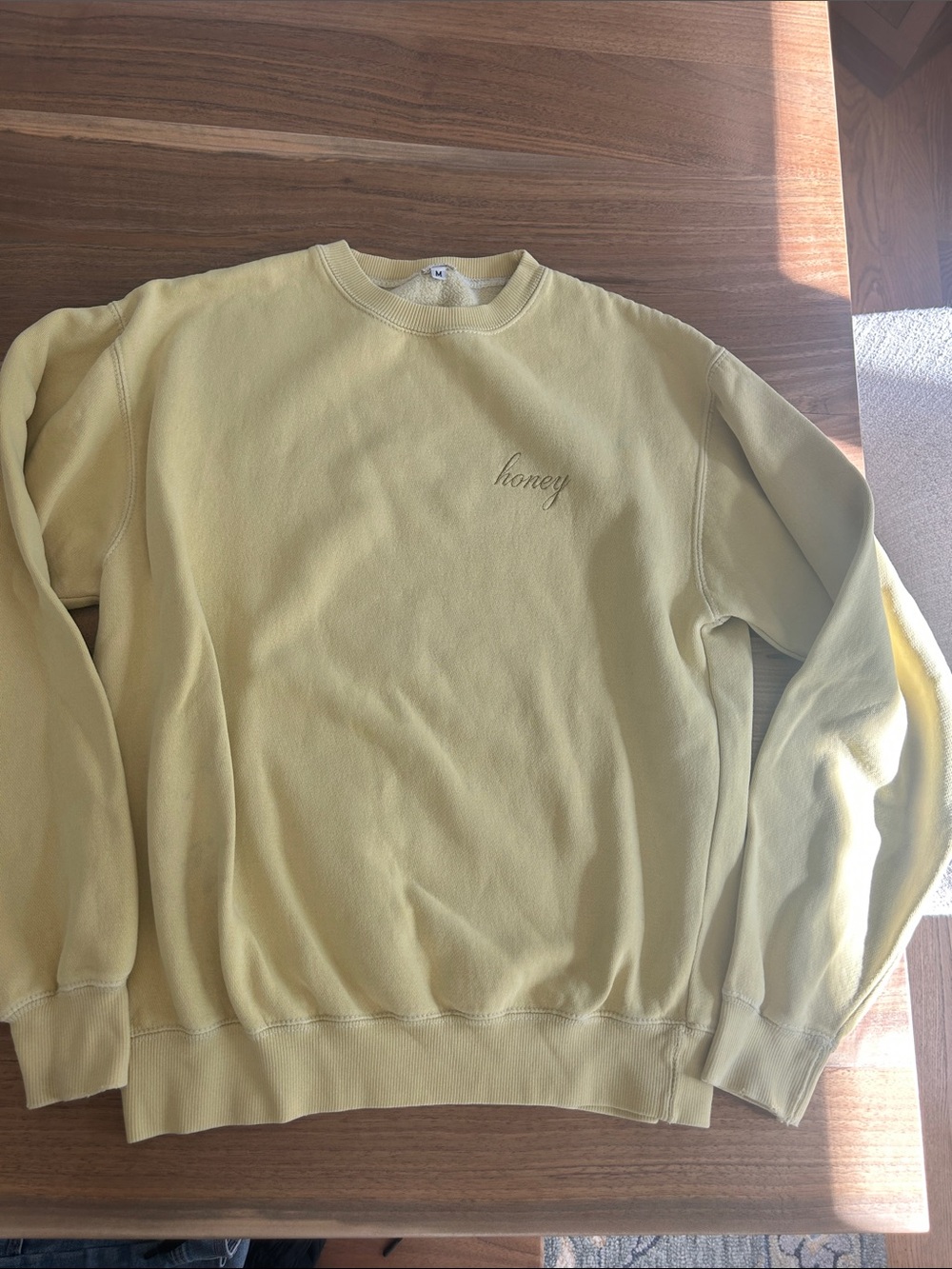 John Galt Yellow 'Honey' Embroidered Crewneck Sweatshirt